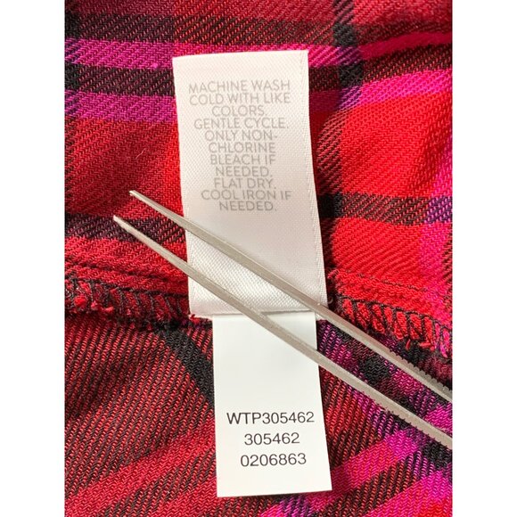 MP NWT J. Jill Womens Flannel Shirt Scarlet Plaid Button M Petite REE10685 - Picture 4 of 10
